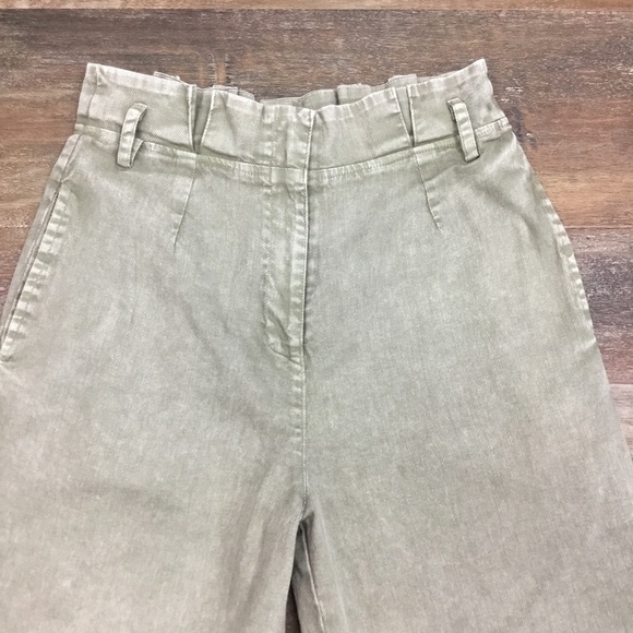 Mustard SEED Green Paper Bag Waist Pants - Picture 2 of 4